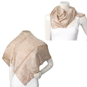 Vintage ECHO Silk Square Scarf Stripe Lines Hay Hairscarf Summer Light Tan White